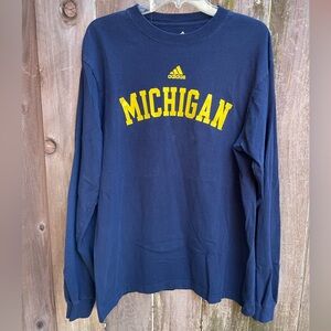 Adidas Navy and Yellow Michigan Long Sleeve Tee